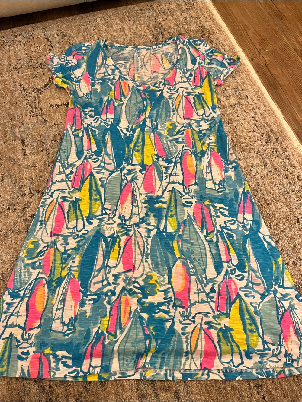 Lilly Pulitzer Blue Multi Sailboat-Print Casual Dress